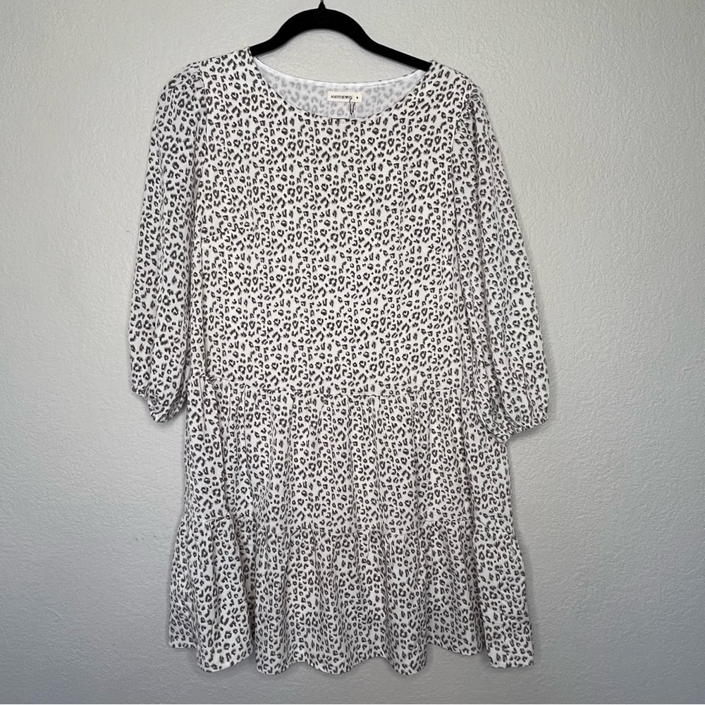 And The Why Los Angeles Animal Print Tiered Women's Dress Medium NWT